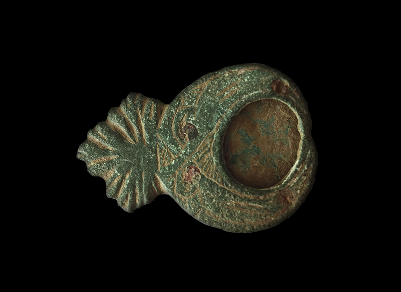 Post Medieval Strap End, Crescent Moon Motif 14th Century