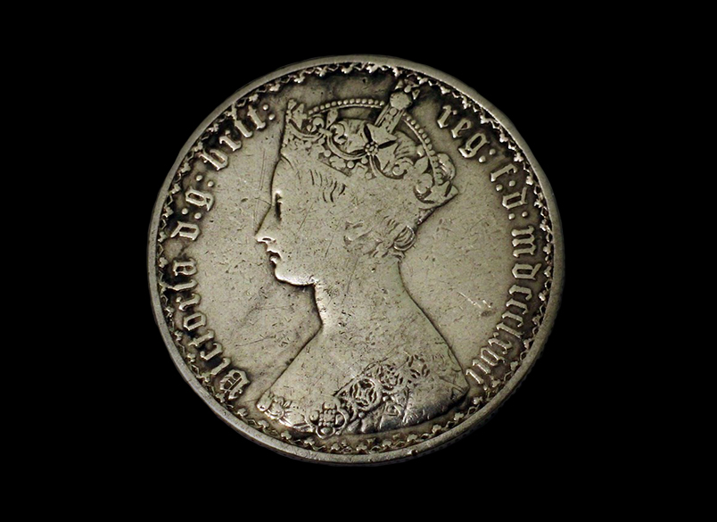 Silver Gothic Florin 1877, Queen Victoria