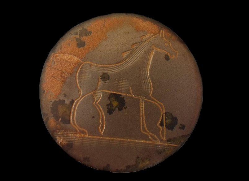 Portrait Horse Tombac Button, Bronze 19th Century
