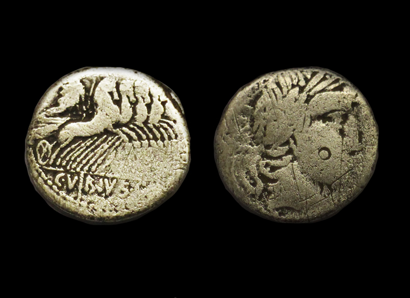 Roman Republic Denarious, Apollo Minerva Horse Chariots 90BC